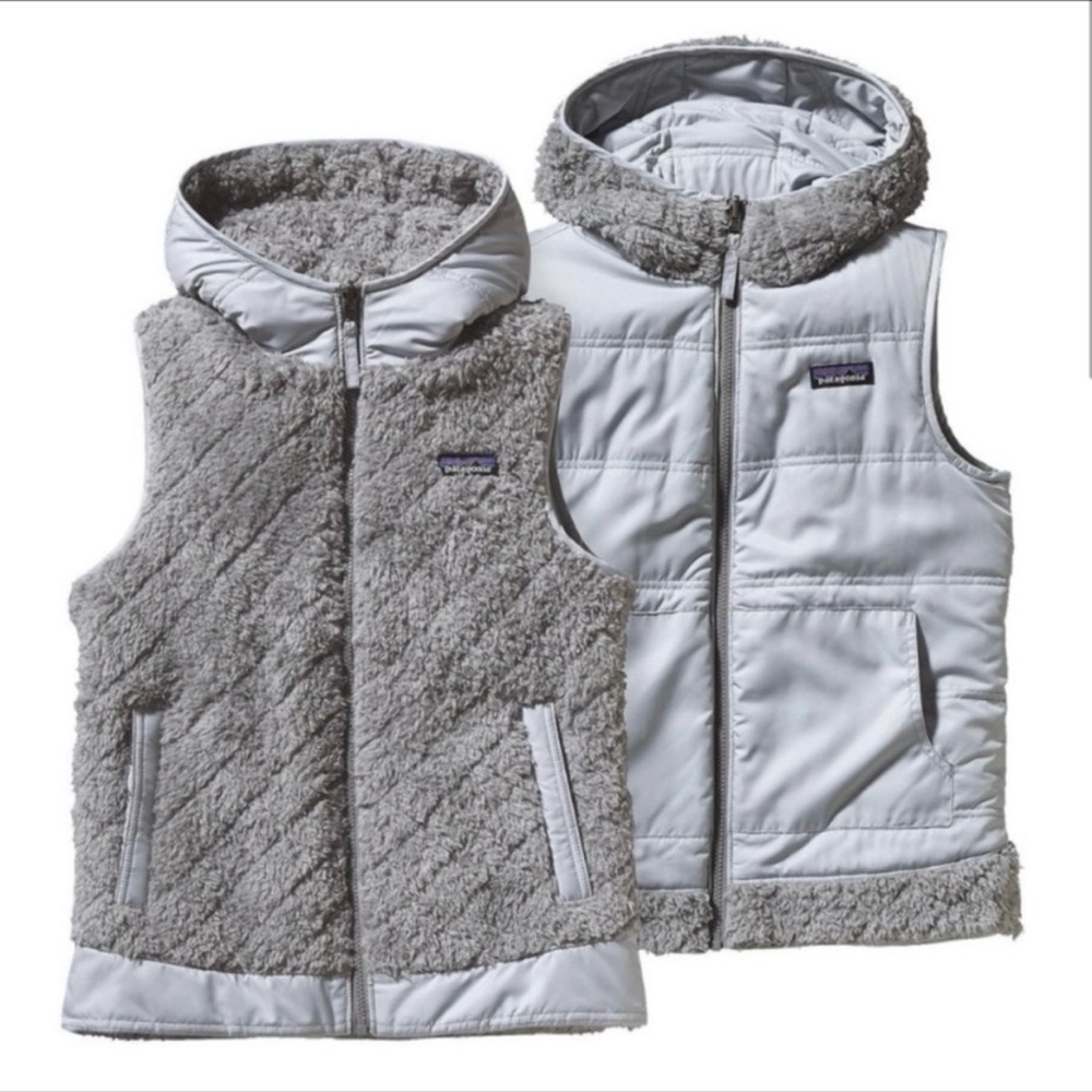 Patagonia" Vest Los Gatos -Hooded-Reversible-Gray - Picture 7 of 16